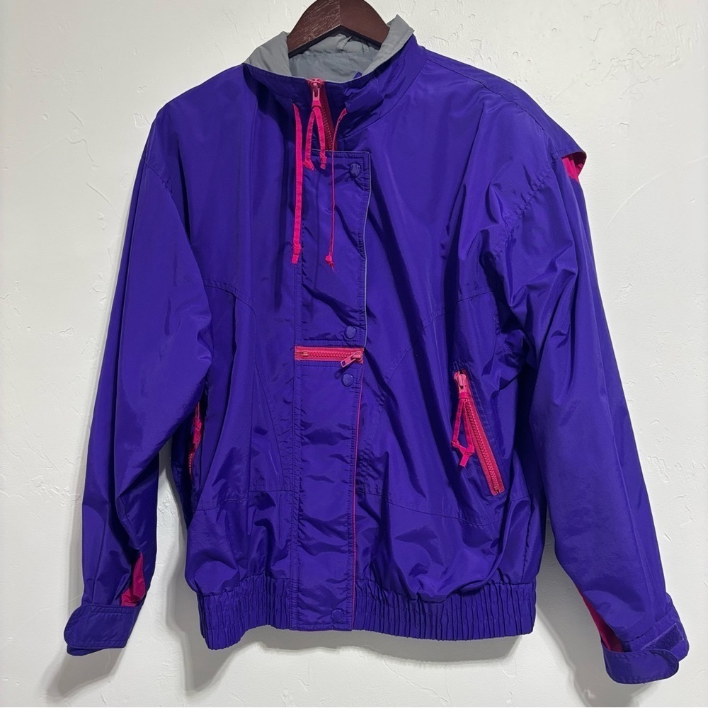 Cabin Creek VTG 90s Colorful Winter Coat Full Zip Women's Medium Nylon Purple